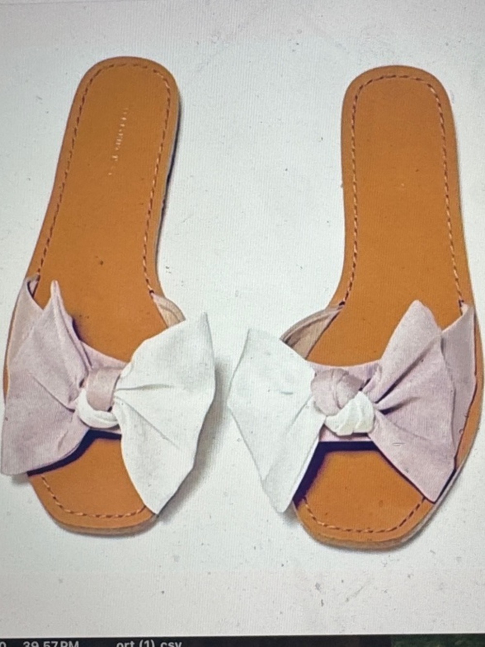 Something Navy Womens Bow Slide Sandals in Pink and White